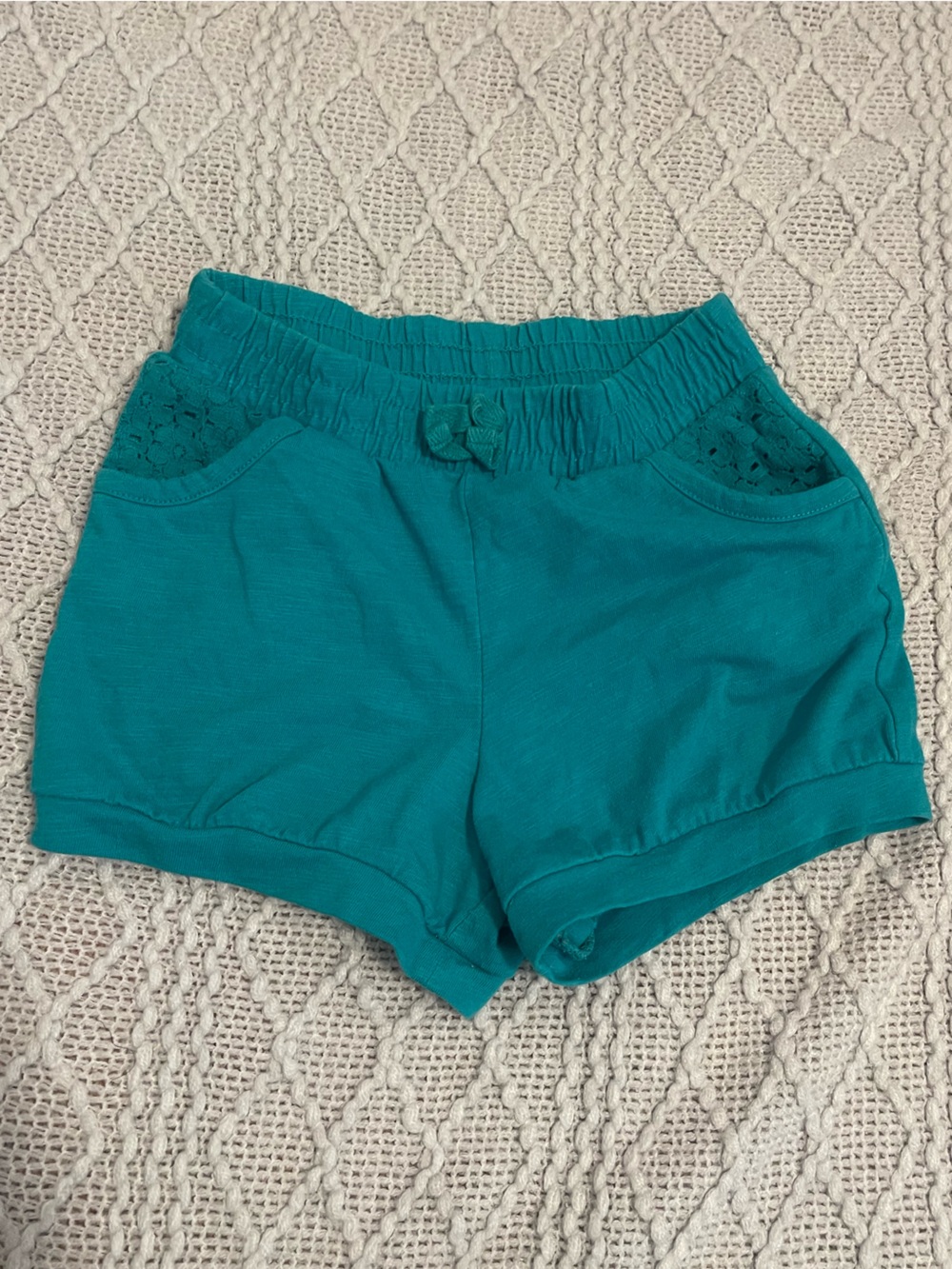 Circo Teal Lace-Trim Girls' Knit Shorts